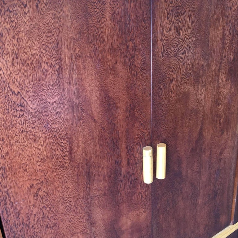 Rare Restored Bespoke Rattan & Mahogany Armoire