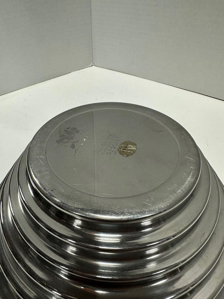 1980's Vintage Post Modern Stainless Steel Devo Maya Bowl Pewtertone by Mann