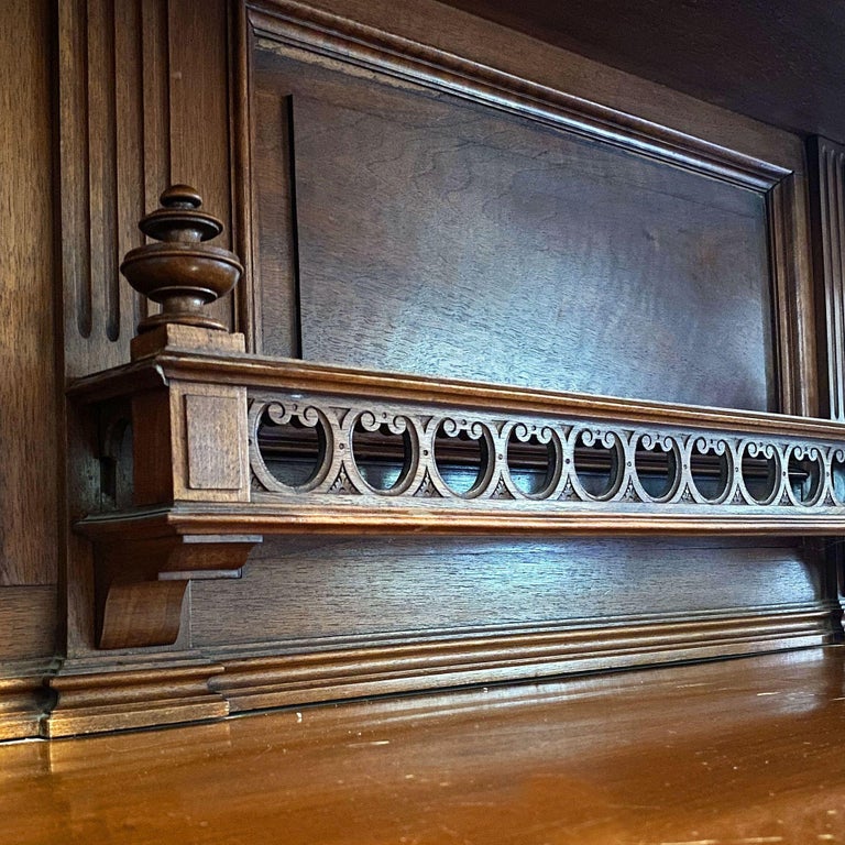 19th Century French Henry II Renaissance Carved Walnut Buffet Sideboard Cabinet