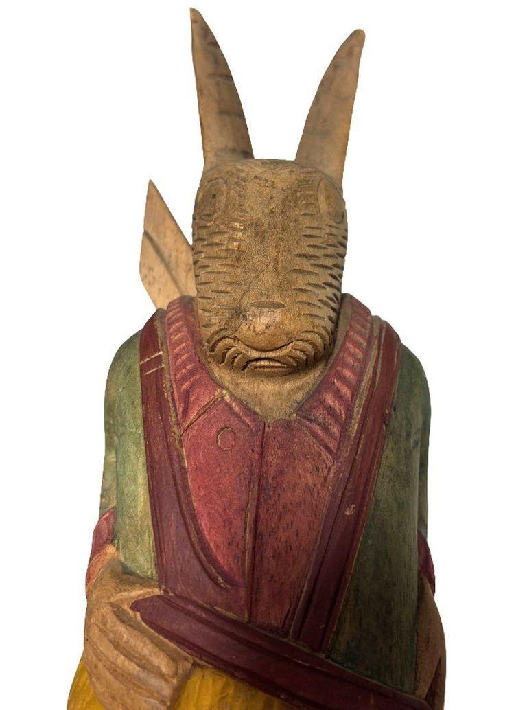 Rare Arthur Court Handcarved Folkart Rabbit Wall Hook Coat Holder