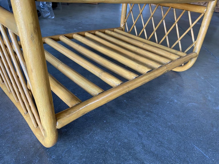 Large Rectangle Rattan Coffee Table with Diamond Link Side