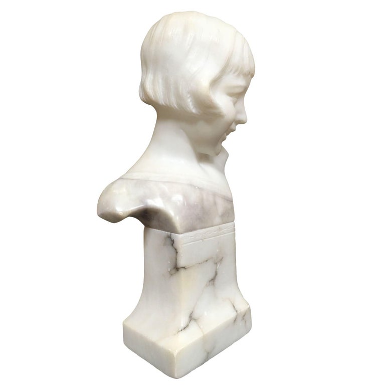 Hand Carved Boy and Girl Alabaster Bust Set