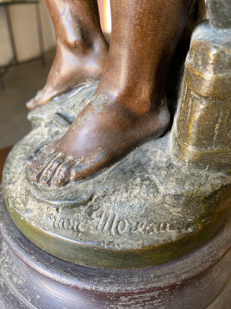 French "Le Travail" Hammership Spelter Sculpture by Francois Moreau, Circa 1900