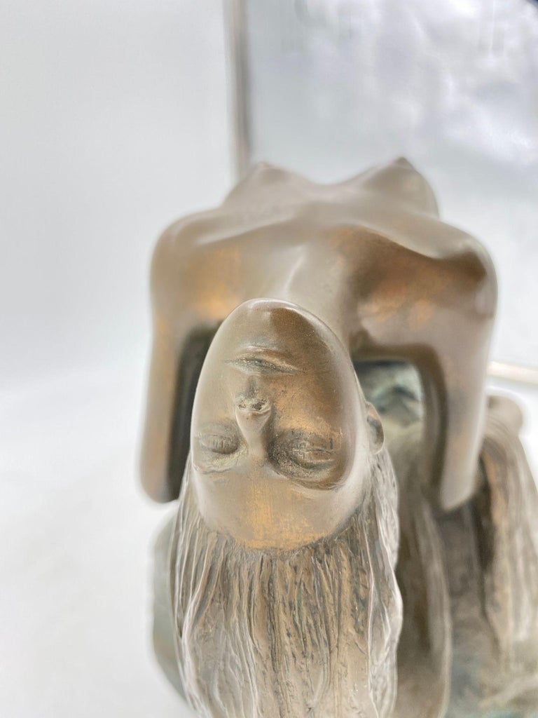 Bronze Mermaid Siren Statue on Beach Rock by James Siebert