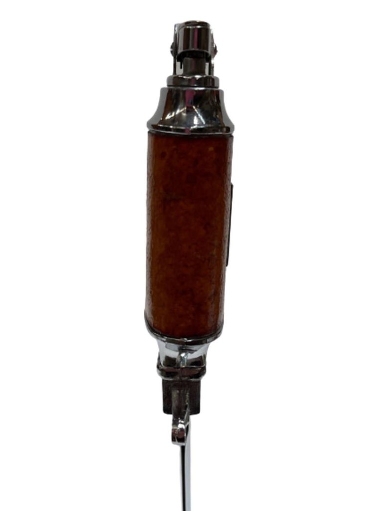 Chrome Midcentury Leather Wrapped Letter Opener Lighter