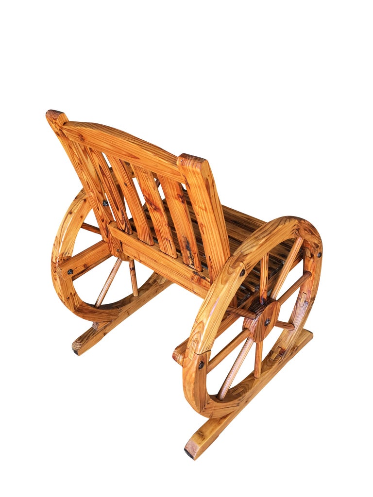 Western Folk Art Wagon Wheel Table and Chairs Set, 1960