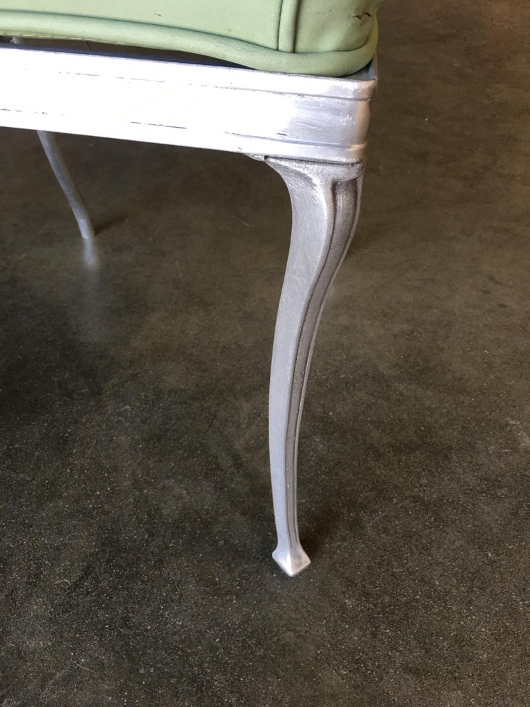 Art Deco Silver Tone Casted Aluminum Spiderweb Side Chair, Pair