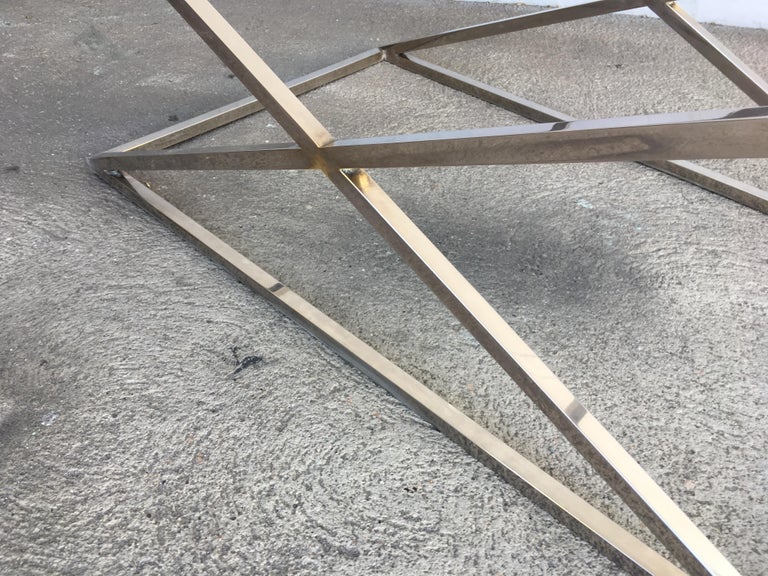 Granger Hertzog Attributed Chrome X Base Glass Top Coffee Table