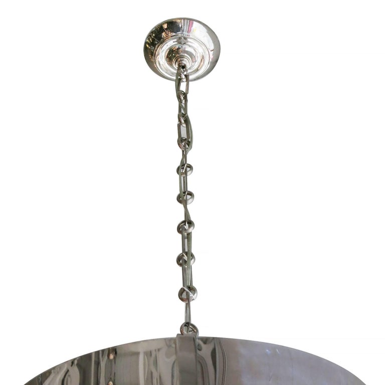 Chrome Drum Chandelier with Frosted Glass Shade