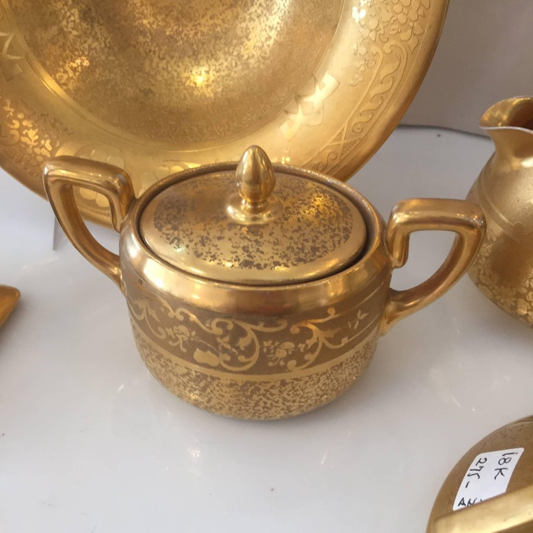 Set of Five Antique 18-Karat Porcelain Table Tea Limouge and Signed Osborne