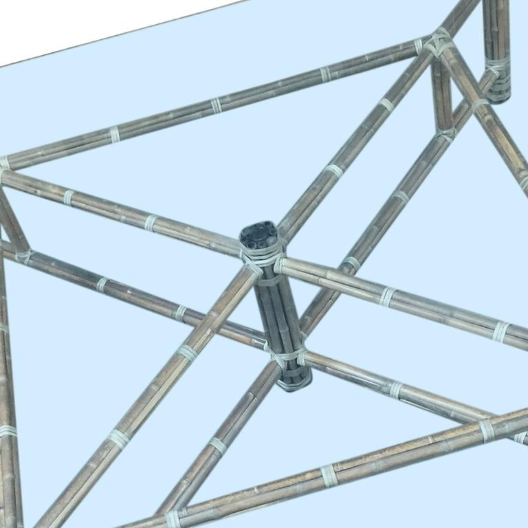 Large Bamboo and Glass Square Coffee Table by John McGuire