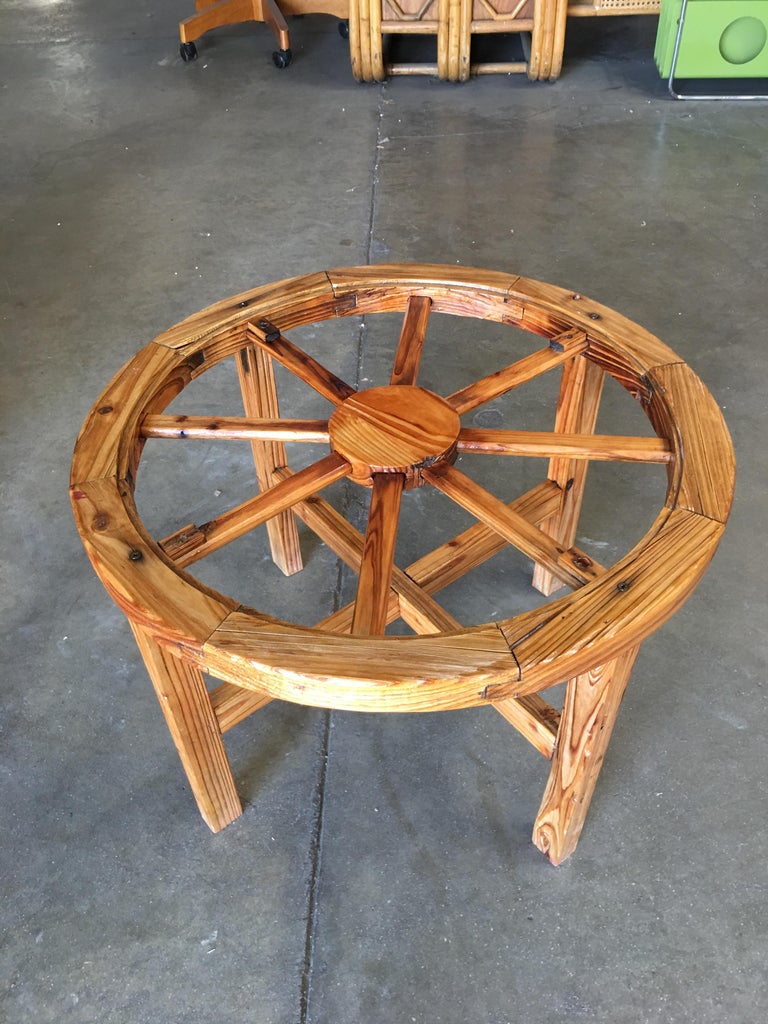 Western Folk Art Wagon Wheel Table and Chairs Set, 1960