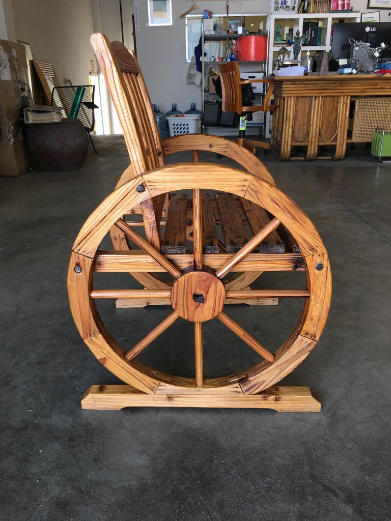 Western Folk Art Wagon Wheel Table and Chairs Set, 1960