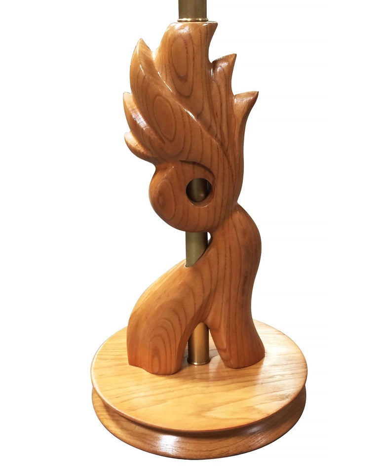Heifetz Style Hand-Carved Torchiere Floor Lamp