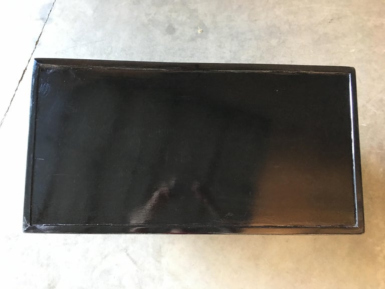 Midcentury Geometric Sculptural Black Lacquer Coffee Table