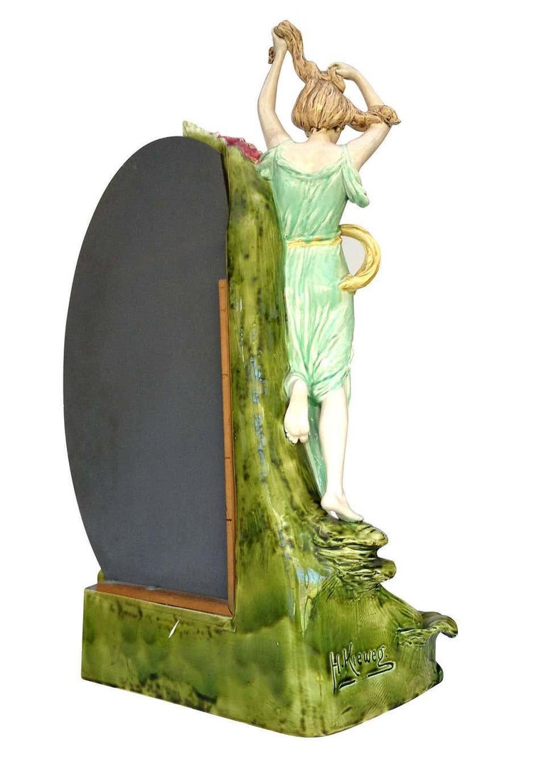 Hans Kieweg Art Nouveau Figural Vanity Mirror for Fraureuth