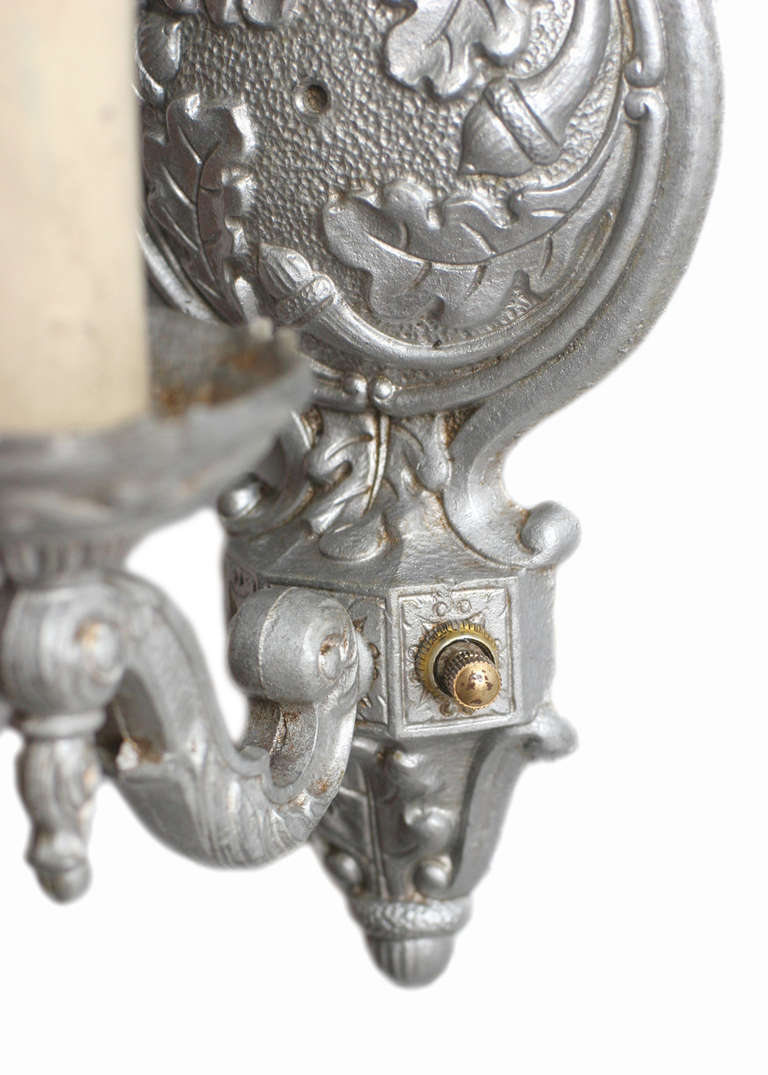 1920s Regency Style Cast Aluminum Wall Sconce by Gold Co, 4 Available