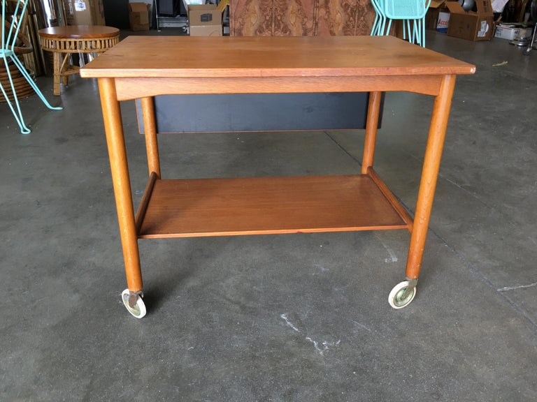 Danish Modern Teak Bar Cart with Convertible Folding Table top