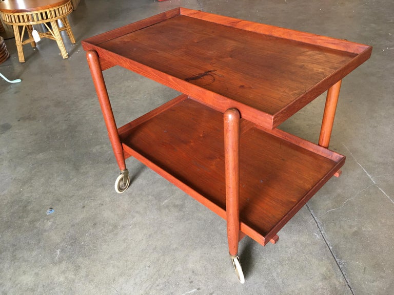 Poul Hundevad Attributed Danish Modern Expanding Rolling Bar Cart