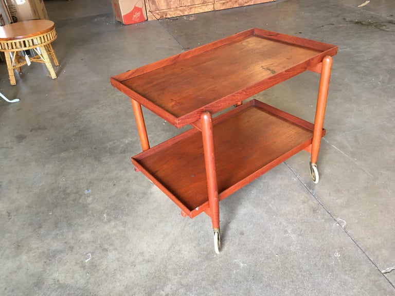Poul Hundevad Attributed Danish Modern Expanding Rolling Bar Cart