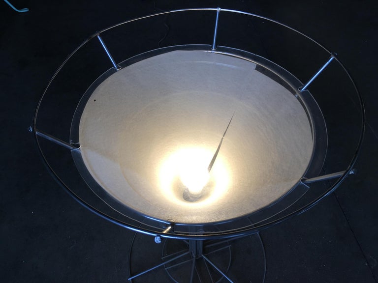 Chrome Wire Art Light Up Martini Lounge Side Table with Glass Top