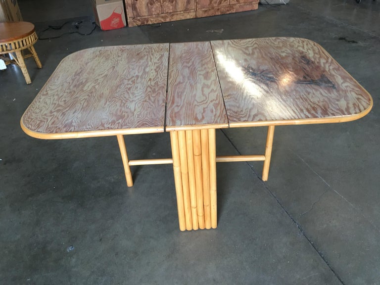Rare Restored Gateleg Dining Table with Screen Printed Plywood Top