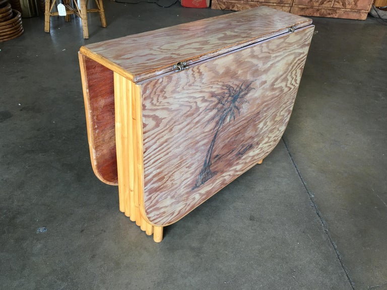 Rare Restored Gateleg Dining Table with Screen Printed Plywood Top