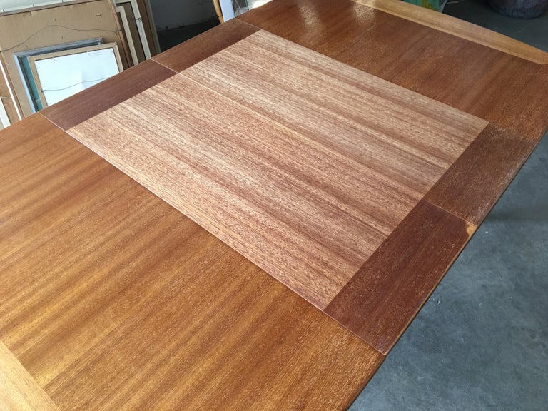 Brown Saltman Mahogany Extendable Dining Table by John Keal