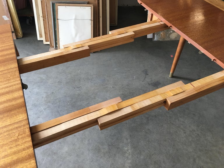 Brown Saltman Mahogany Extendable Dining Table by John Keal