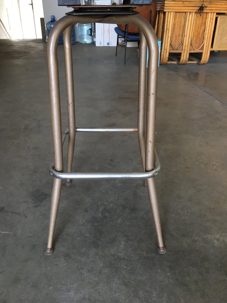 Midcentury Fiberglass Shell Swivel Bar Stool, Pair