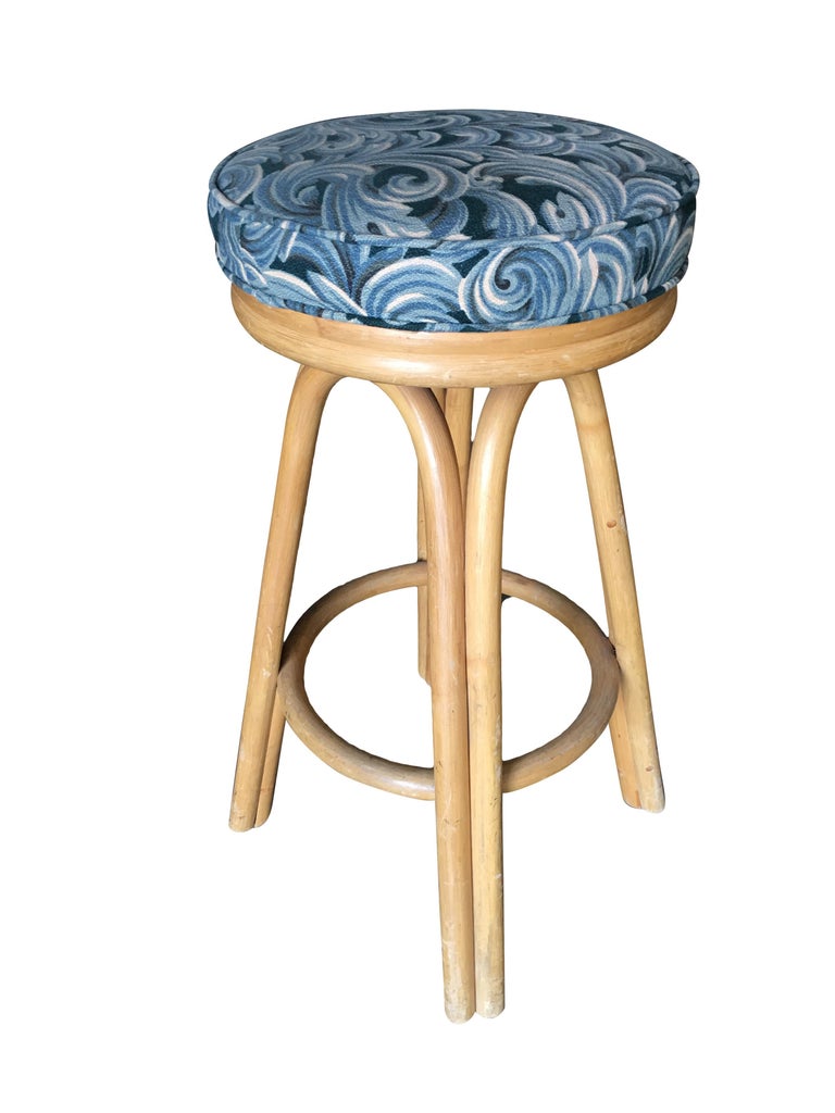 Restored Single Stand Arched Rattan Bar Stool