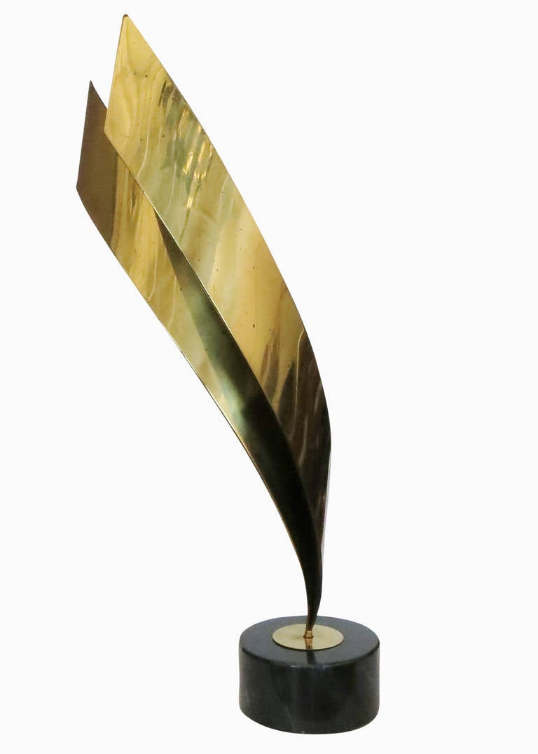 Post Modern Abstract Brass Table Sculpture by Curtis Jere, 1984