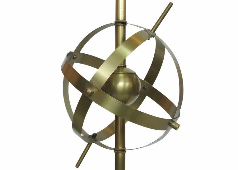 Brass Celestial Armillary Globe Study Table Lamp, Pair