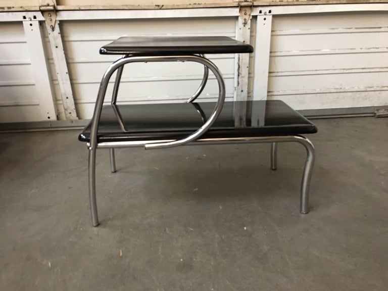 Wolfgang Hoffmann Style Art Deco Chrome Tubular & Lacquer Micarta Side Table