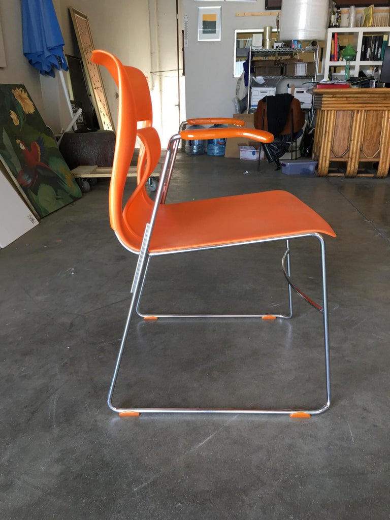 Sets, Rare Orange Stylex "Rythm" Armchair by Sva Cvek, Sets of 5