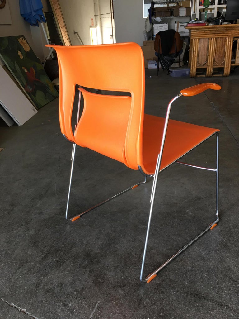 Sets, Rare Orange Stylex "Rythm" Armchair by Sva Cvek, Sets of 5