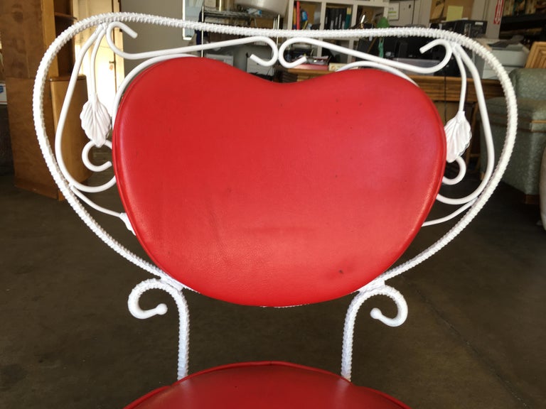 Custom Made Mid-century Iron & Steel Rebar Heart Patio Lounge Chair, Set of Four