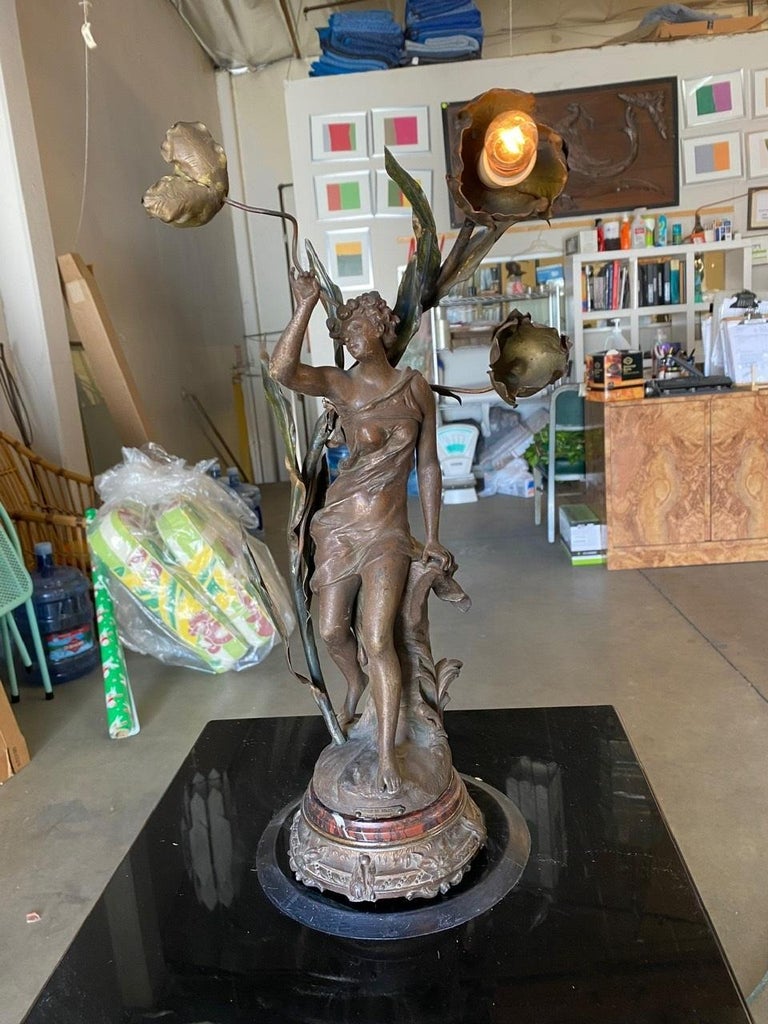 Ernest-Justin Ferrand Female "Coup de Soleil" Zamac Sculpture Table Lamp