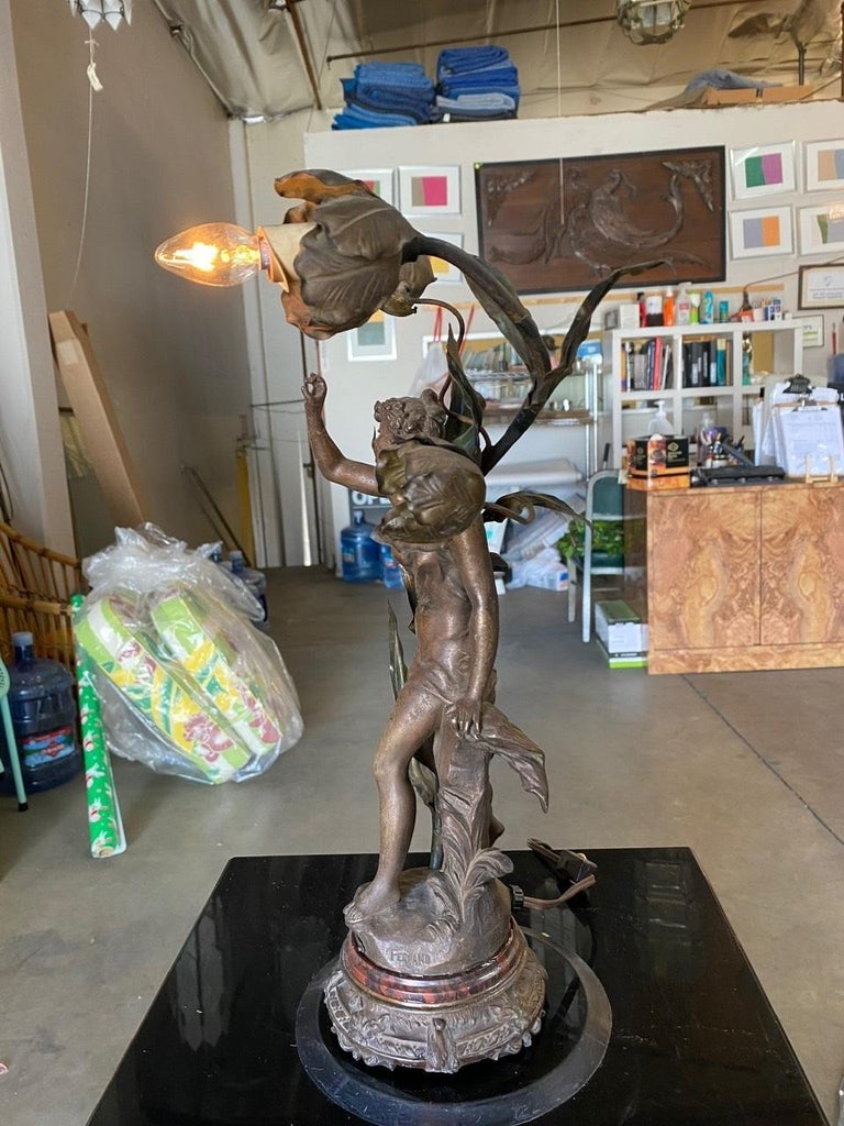 Ernest-Justin Ferrand Female "Coup de Soleil" Zamac Sculpture Table Lamp