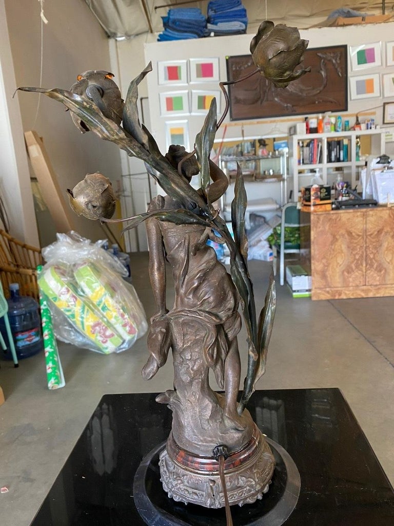Ernest-Justin Ferrand Female "Coup de Soleil" Zamac Sculpture Table Lamp