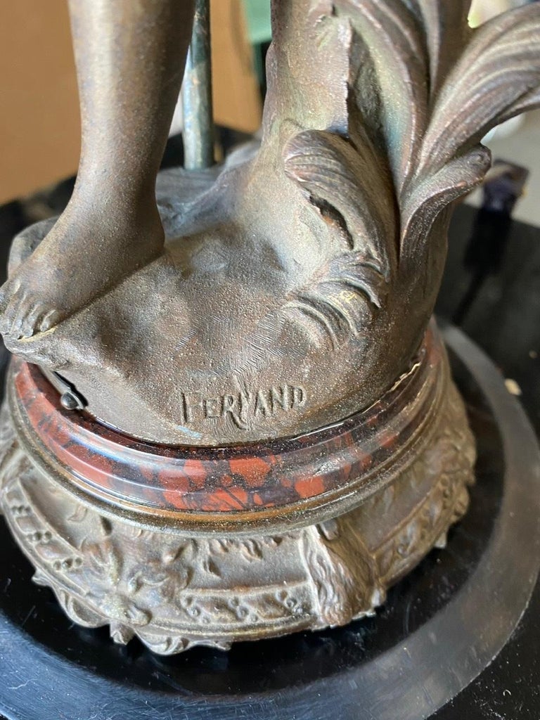 Ernest-Justin Ferrand Female "Coup de Soleil" Zamac Sculpture Table Lamp