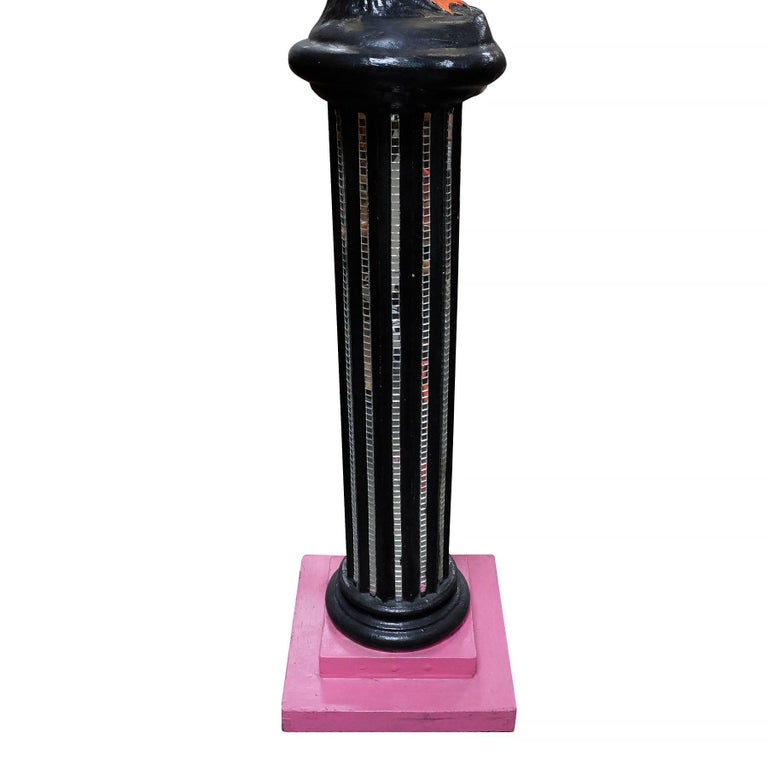 8 Foot Bespoke Flamingo on Roman Column Pedestal Mixed Media Sculpture, 2 Availa