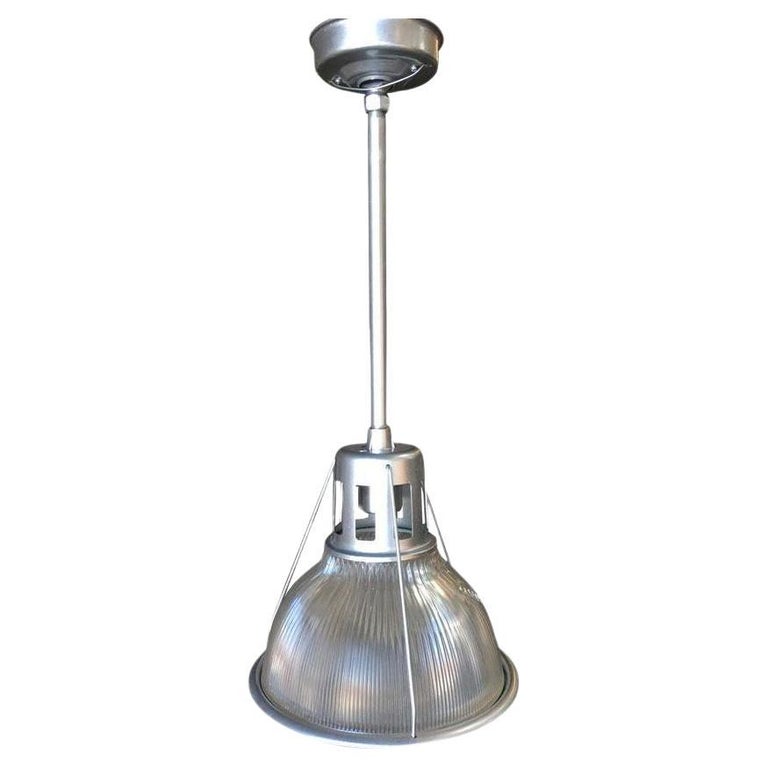 Silver Colored Industrial Ribbed Pendant Lamp by Holophane