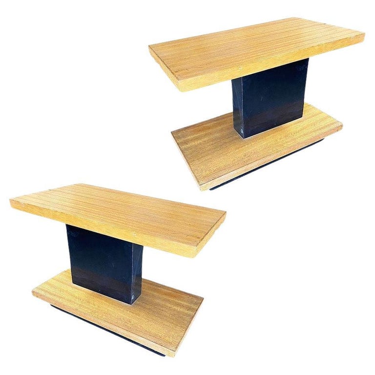 Two Tone, Two Tier Mid-Century Modernist Walnut Side Table