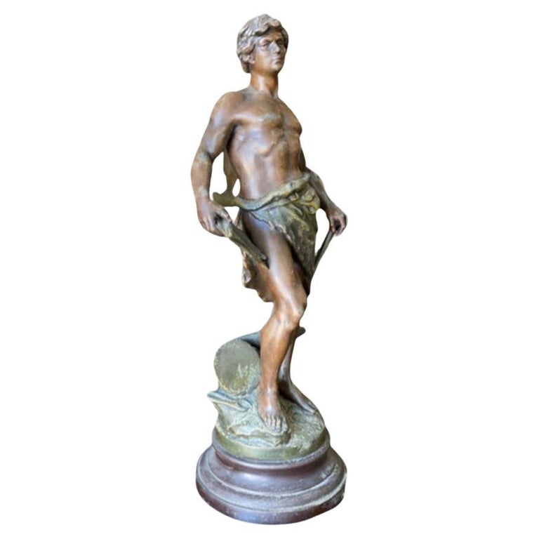 French "Le Travail" Hammership Spelter Sculpture by Francois Moreau, Circa 1900