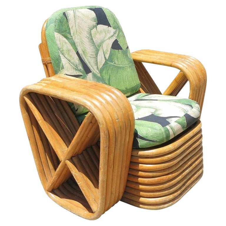 Restored Paul Frankl Square Pretzel Rattan Children's Lounge Chair