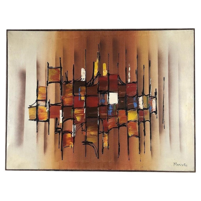 Large Abstract Oil Painting on Canvas by Marcella Doane