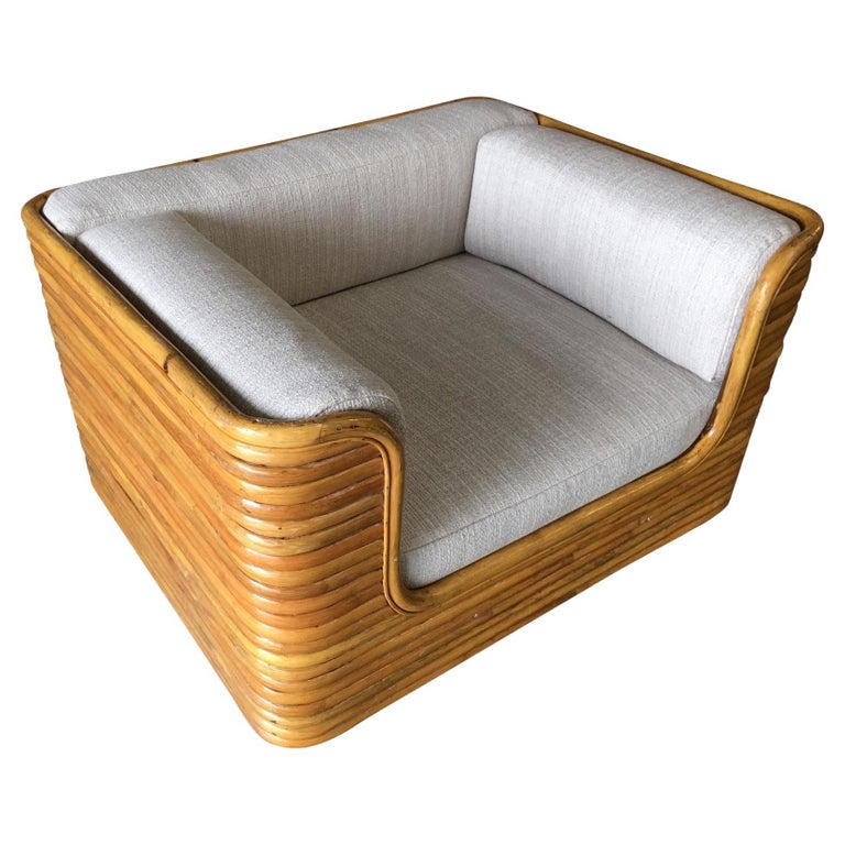 Restored Rare Full Stacked Rattan Lowboy Lounge Chair