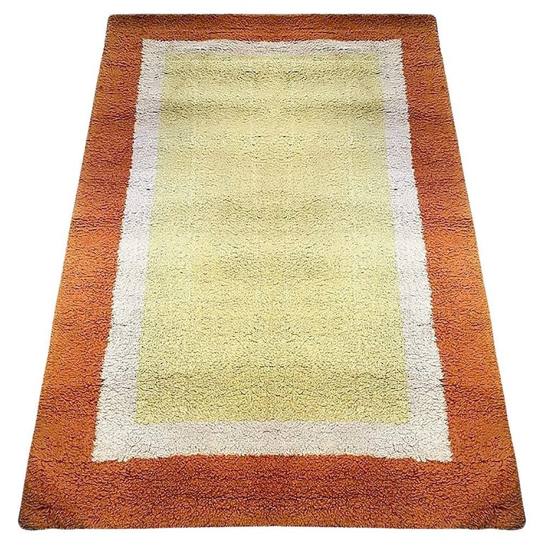 Post Modern Geometric Tricolor Scandinavian Shag Wool Rug