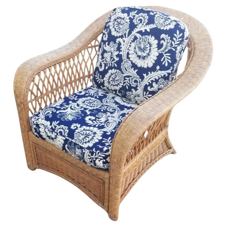 Restored Mid-century Rattan and Wicker Cobra Back Lounge Chair